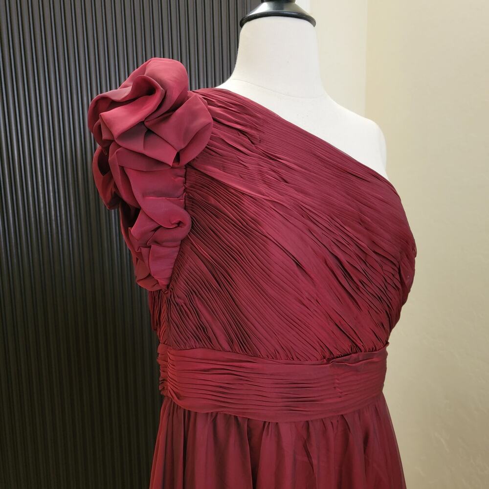 Mac Duggal 67878 Wine Red Formal One Shoulder Dress Organza Gown 16 Burgundy - Picture 6 of 12